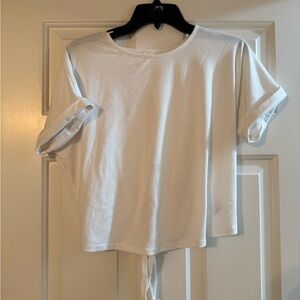 Classic White Women's Cropped Top (Open Back, ties)